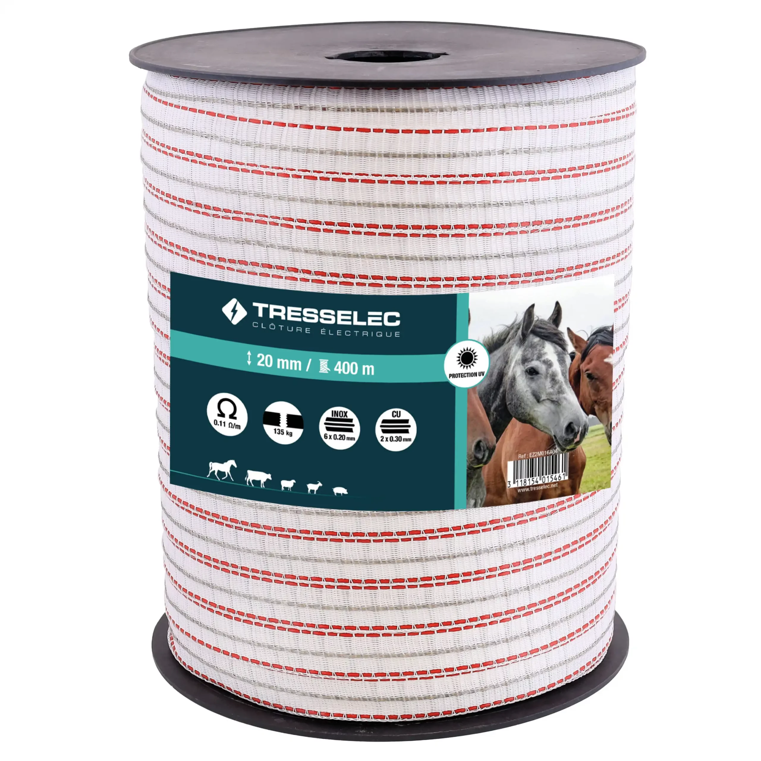 Bobine ruban ZZ 20mm balnc rouge 400m