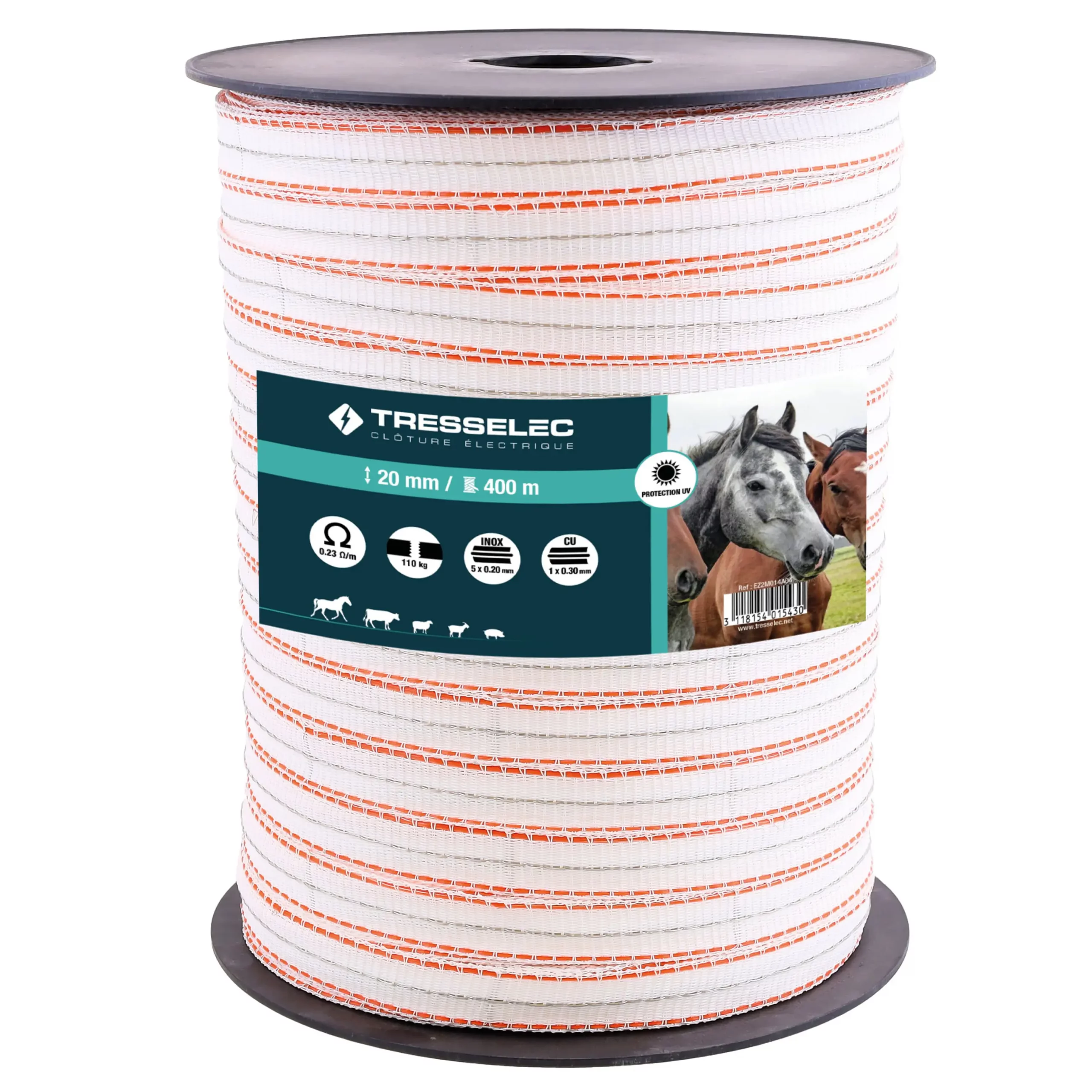 Bobine ruban ZZ 20mm orange blanc