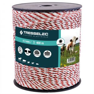 Cordon éléctrique 3mm - Bobine de 400m - Blanc/Rouge