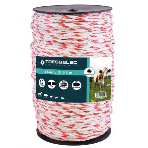 Cordon électrique 6mm - Bobine de 200m - Blanc/Rouge