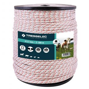 Corde éléctrique 5,7mm - Bobine de 500m - Blanc/Orange